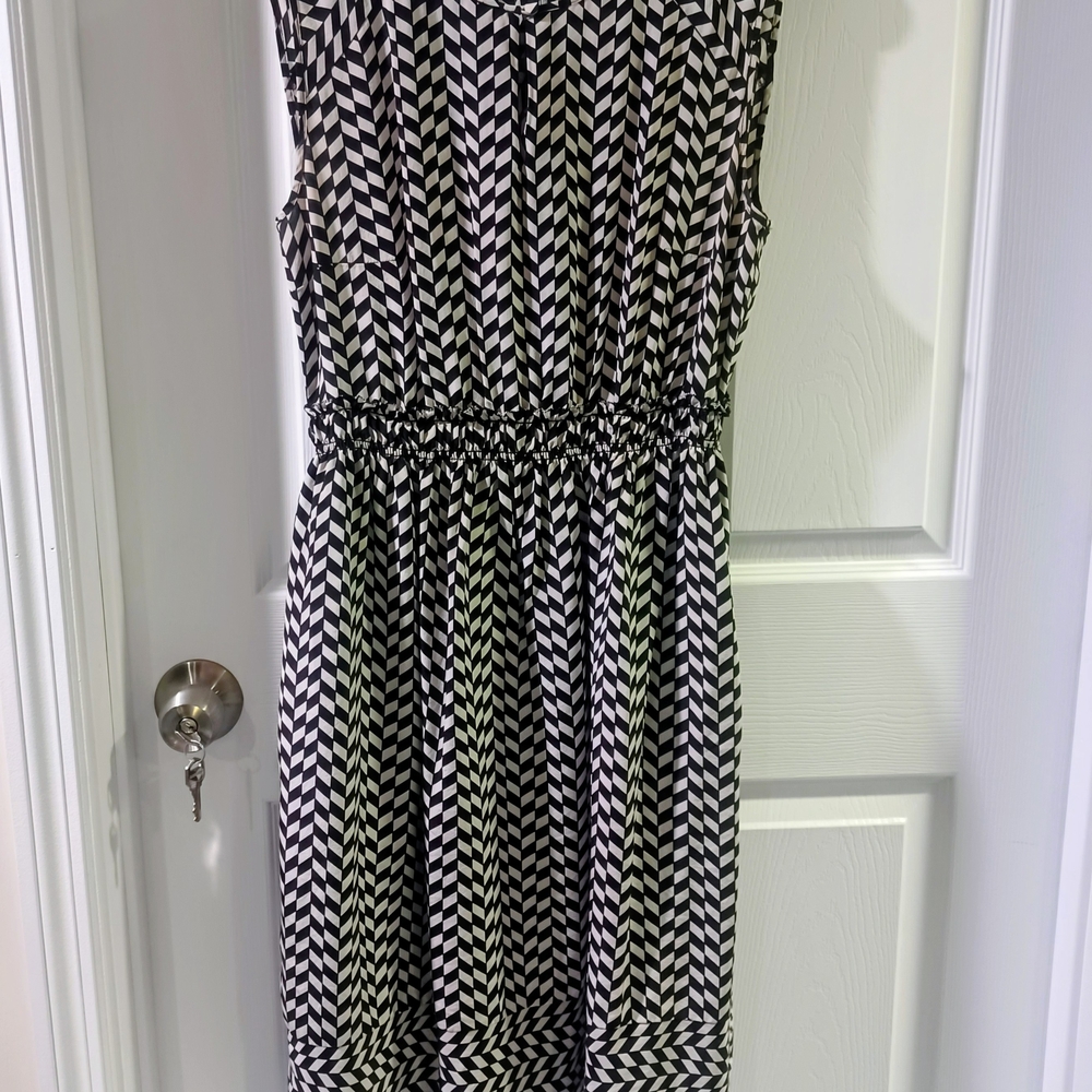 J. Crew Black and Beige Geometric Midi Dress - Picture 4 of 11